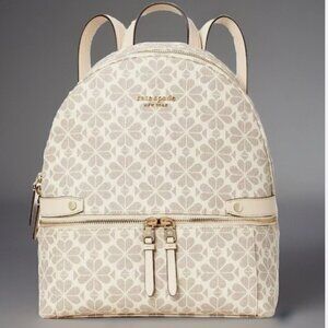 New Kate Spade Spade Flower Coated Canvas Medium Backpack Parchment Multi